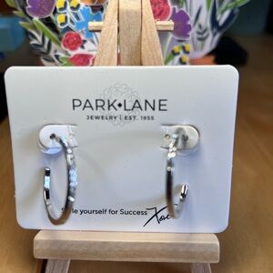 Park Lane Silver Hoop Earrings with Crystal Row